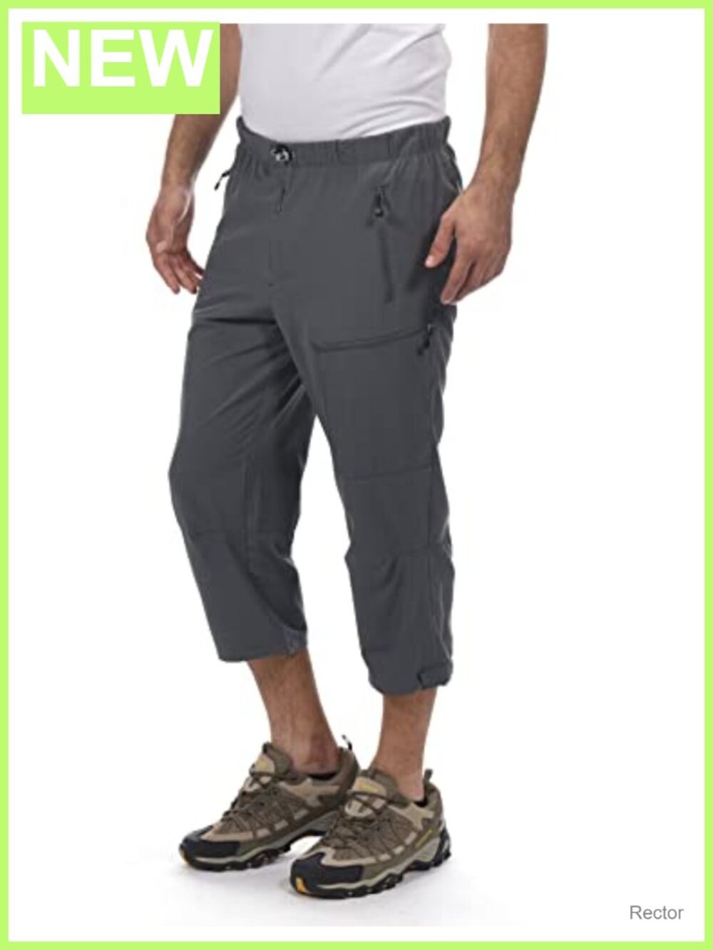 Men's Quick Dry 3/4 Capri Pants Lightweight Hiking Fishing Cargo Stretch Zip